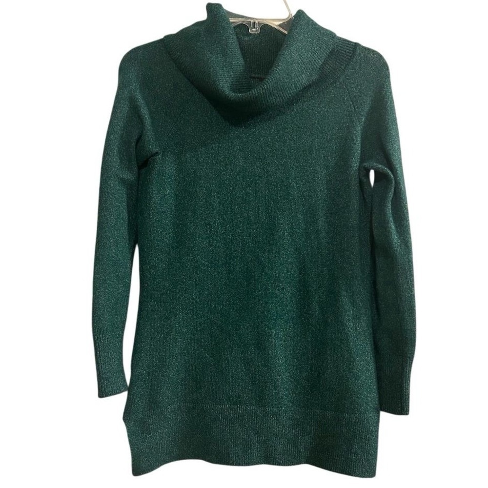 Ann Taylor Factory Petite XS Green Cowl Neck Pullover Sweater